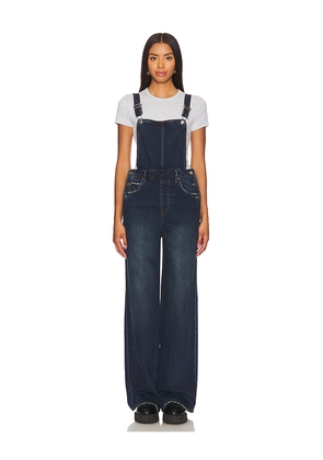 GRLFRND Sadie Wide Leg Overalls Jeans in Denim-Dark. Size 24. Also in 25.