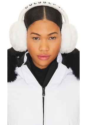 Goldbergh Fluffy Ear Warmers in White.
