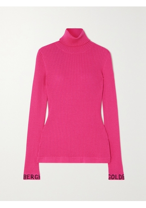Goldbergh - Mira Intarsia Ribbed-knit Turtleneck Top - Pink - x small,small,medium,large,x large,xx large