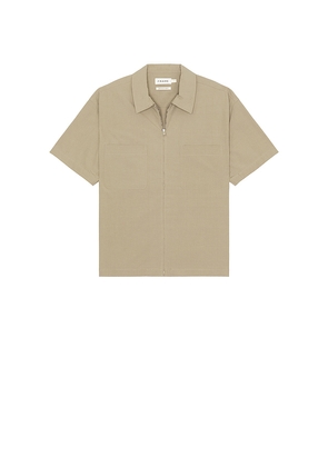 FRAME Light Poplin Zip Shirt in Beige. Size M. Also in L.