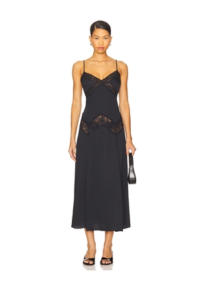 Frankies Bikinis Ethereal Satin Maxi Dress in Black. Size M. Also in L, S, XS, XXS.