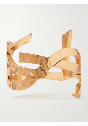 SAINT LAURENT - Cassandre Hammered Gold-tone Cuff - XS,S,M,L