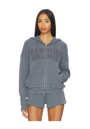 Frankies Bikinis Weekend Thermal Hoodie in Blue. Size M. Also in S, XS.