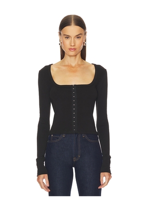 GRLFRND Hook & Eye Long Sleeve Tee in Black. Size L. Also in M, S, XL, XS, XXS.