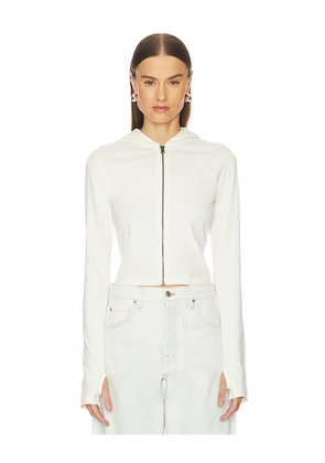 GRLFRND Shrunken Zip Hoodie in Ivory. Size L. Also in M, S, XL, XS, XXS.