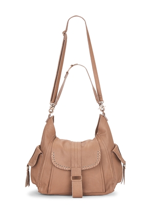 Free People x We The Free Leigh Distressed Hobo Bag In Saddle in Tan.