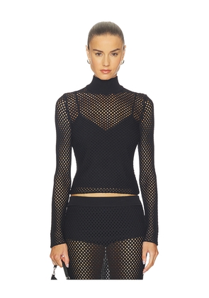SIMKHAI Bexley Long Sleeve Top in Black. Size L. Also in M, S, XS.