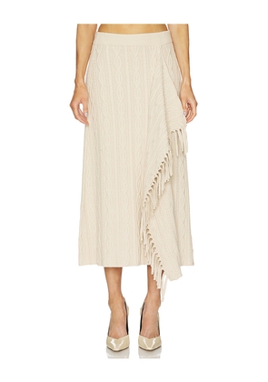 SIMKHAI Kara Midi Skirt in Beige. Size L. Also in M, S, XL, XS.