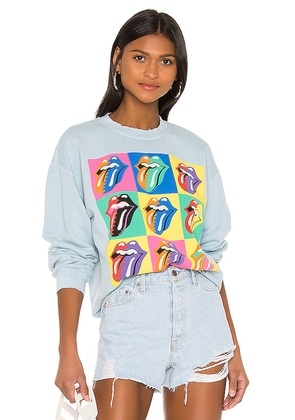 Madeworn Rolling Stones 89 Multi Tongue Sweatshirt in Denim-Light. Size S. Also in XS.