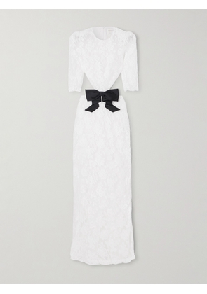 SHUSHU/TONG - Cutout Bow-embellished Cotton-blend Lace Gown - White - UK 6,UK 8,UK 10,UK 12