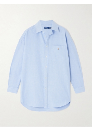 Polo Ralph Lauren - Embroidered Cotton-poplin Shirt - Blue - x small,small,medium,large,x large