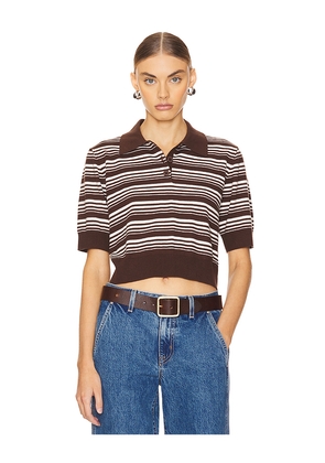 Lovers and Friends Sheeva Stripe Polo in Brown. Size XL. Also in L, M, S, XS, XXS.