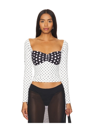 NIIHAI Polka Long Sleeve Top in Black,White. Size M. Also in XL.