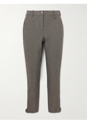 Burberry - Embellished Herringbone Cotton-blend Skinny Pants - Gray - UK 4,UK 6,UK 8,UK 10,UK 12,UK 14