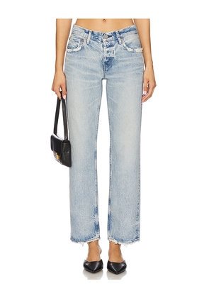 Moussy Vintage Wildwood Straight Low Jeans in Blue. Size 28. Also in 30, 31, 32.