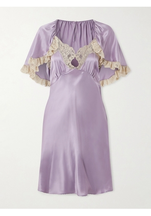 Chloé - Cape-effect Lace-trimmed Silk-satin Mini Dress - Purple - FR 34,FR 36,FR 38,FR 40,FR 42