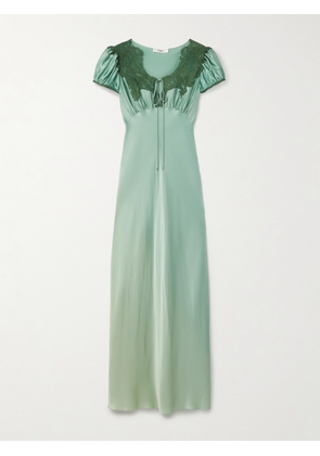 Chloé - Lace-trimmed Silk-satin Gown - Green - FR 34,FR 36,FR 38,FR 40,FR 42,FR 44