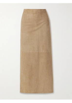 The Row - Danas Paneled Suede Midi Skirt - Neutrals - US0,US2,US4