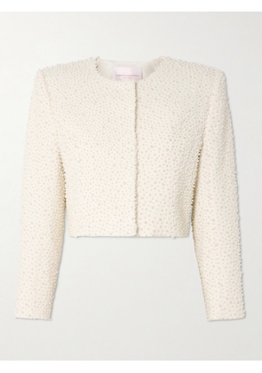 Carolina Herrera - Faux Pearl-embellished Wool-blend Crepe Jacket - White - US00,US0,US2,US4,US6,US8,US10,US12,US14