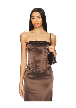 MORE TO COME Elenor Strapless Top in Brown. Size M. Also in L, S, XS.