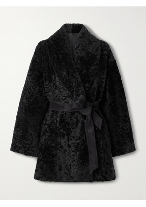 TOVE - Vanessa Belted Shearling Coat - Black - FR 34,FR 36,FR 38,FR 40,FR 42