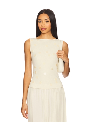 L'Academie by Marianna Juliene Matte Paillette Top in Beige. Size M. Also in S.