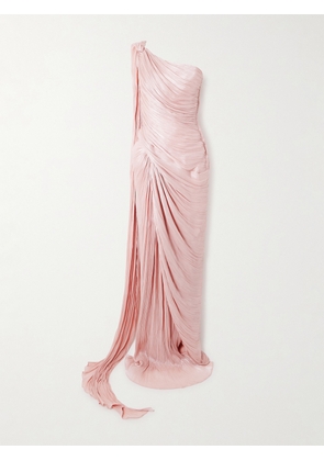 Marmar Halim - Roseya Asymmetric Draped Silk-satin Gown - Rose gold - EU 36,EU 38,EU 40,EU 42,EU 44,EU 46