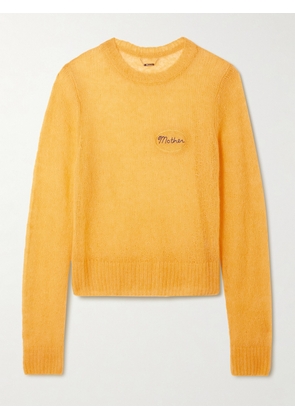 Mother - Embroidered Open-knit Alpaca-blend Sweater - Yellow - x small,small,medium,large,x large
