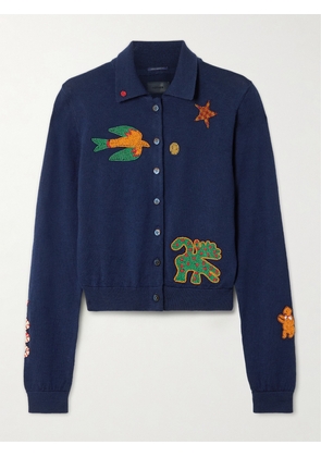 Mother - The Racquet Bead-embellished Wool Cardigan - Blue - x small,small,medium,large,x large