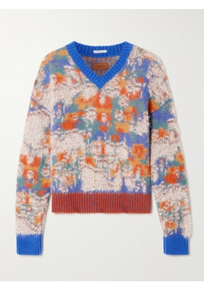 Mother - Cropped Intarsia-knit Sweater - Blue - x small,small,medium,large,x large