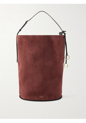 Alaïa - Hip Large Logo-detailed Leather-trimmed Suede Bucket Bag - Brown - One size