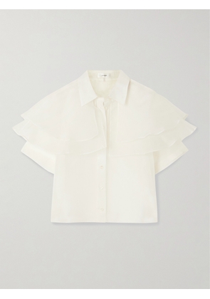 FRAME - Cape-effect Layered Silk-organza Blouse - Cream - x small,small,medium,large,x large