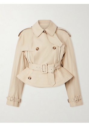 S.S. Daley - Evelyn Leather-trimmed Cotton-blend Gabardine Jacket - Cream - x small,small,medium,large,x large