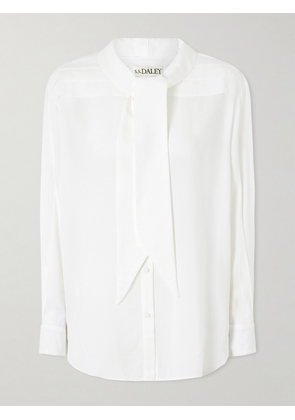 S.S. Daley - Elspeth Pussy-bow Silk Shirt - Ecru - x small,small,medium,large,x large