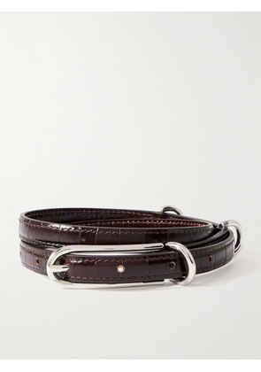 Liffner - Three Keeper Croc-effect Leather Belt - Brown - One size