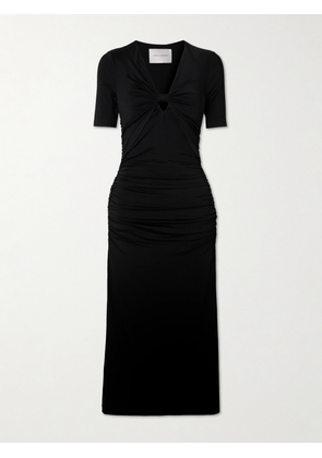 Carolina Herrera - Cutout Ruched Jersey Midi Dress - Black - x small,small,medium,large