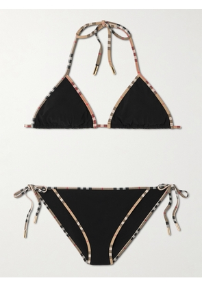 Burberry - Checked-piped Triangle Bikini - Black - xx small,x small,small,medium,large,x large