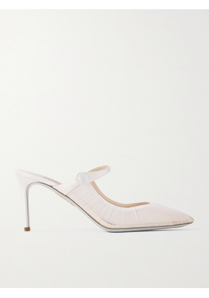 Aquazzura - Voile 75 Satin-trimmed Tulle Mules - White - IT36,IT36.5,IT37,IT37.5,IT38,IT38.5,IT39,IT39.5,IT40,IT40.5,IT41,IT41.5,IT42