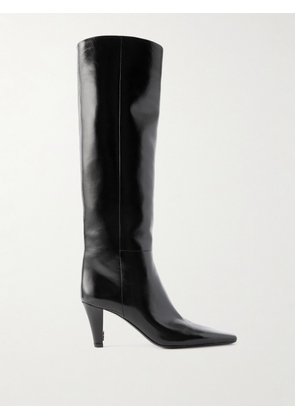 SAINT LAURENT - Jill Glossed-leather Knee Boots - Black - EU 36.5,EU 37,EU 37.5,EU 38,EU 38.5,EU 39,EU 39.5,EU 40