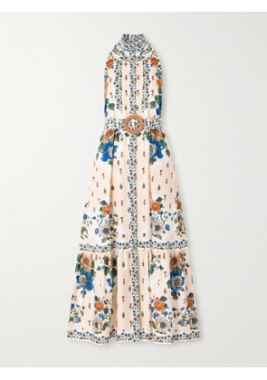 Borgo de Nor - Biba Tiered Floral-print Cotton-poplin Maxi Dress - Cream - UK 6,UK 8,UK 10,UK 12,UK 14,UK 16