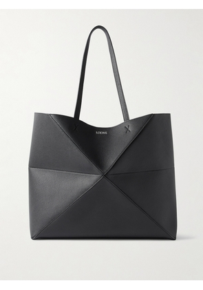 LOEWE - Puzzle Fold Horizontal Large Textured-leather Tote - Black - One size
