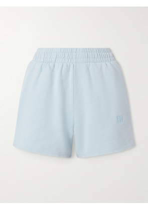 Anine Bing - Kam Embroidered Cotton-jersey Shorts - Blue - x small,small,medium,large