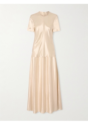 FFORME - Clodia Pleated Textured-satin Maxi Dress - Cream - IT38,IT40,IT42,IT44,IT46