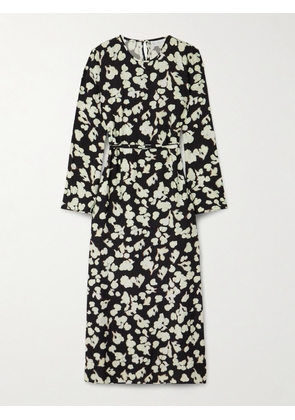 Proenza Schouler White Label - Waverly Floral-print Belted Jersey Maxi Dress - Black - US00,US0,US2,US4,US6,US8,US10,US12,US14