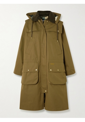 Barbour - Bilsdale Hooded Corduroy-trimmed Cotton-blend Twill Jacket - Green - UK 8,UK 10,UK 12,UK 14,UK 16,UK 18