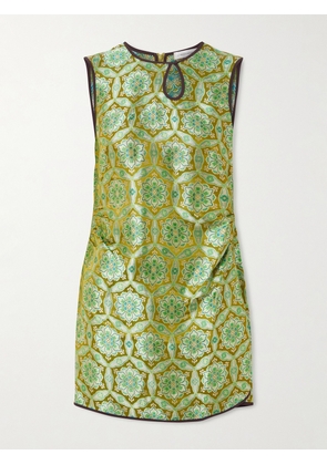 Christopher Esber - Palmira Ruched Cutout Floral Brocade Mini Dress - Green - UK 6,UK 8,UK 10,UK 12,UK 14