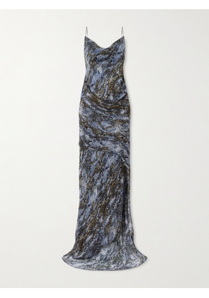 Christopher Esber - Open-back Draped Snake-print Silk-chiffon Gown - Gray - UK 6,UK 8,UK 10,UK 12,UK 14