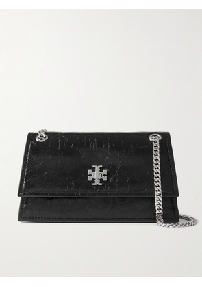 Tory Burch - Kira Turnlock Mini Crinkled-leather Shoulder Bag - Black - One size