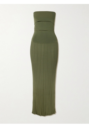 Christopher Esber - Sunray Strapless Cutout Ribbed-knit Dress - Green - xx small,x small,small,medium,large