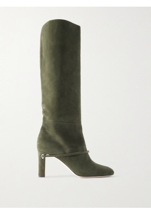 Jennifer Chamandi - Samuele 85 Buckled Suede Knee Boots - Green - IT36,IT36.5,IT37,IT37.5,IT38,IT38.5,IT39,IT39.5,IT40,IT40.5,IT41,IT41.5,IT42